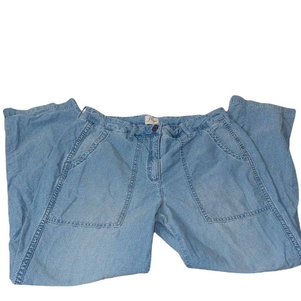 J. Crew Indigo Straight Leg Pants With Surplus Pockets Size 8 Light Blue